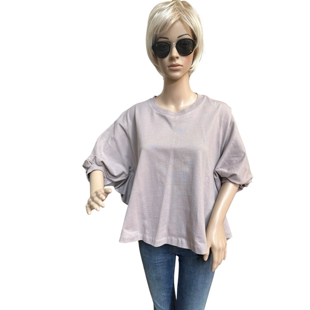 Zara Dropped Shoulder Batwing Sleeves Hi Low Cotton Top, NWOT, S